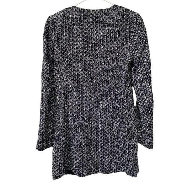 ✨Zara Classic Minimalist Tweed Blue White Zip Up Sz Medium Peacoat✨ - Picture 7 of 10